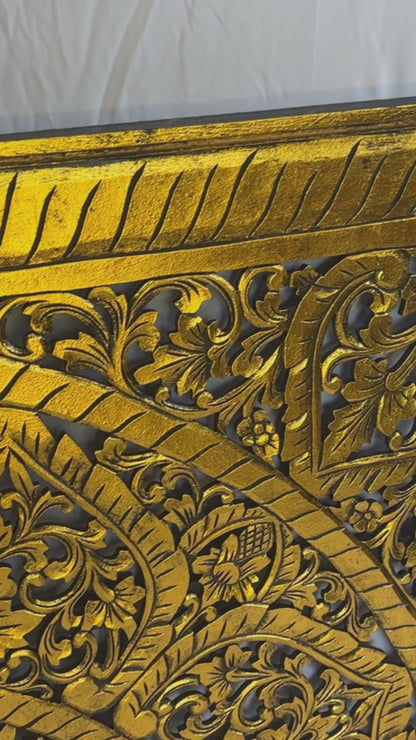 Carved Bed Headboard "Manusa" - Gold Antique