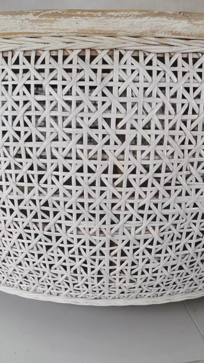 Rattan & Wooden Coffee Table “Maylea” – 90 cm