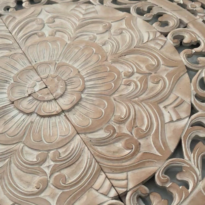 Carved Full Bed Headboard "Kusuma" in Antique Wash