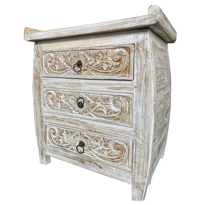 carved bedside table puspita white wash bali design hand carved hand made decorative house furniture wood material decorative wall panels decorative wood panels decorative panel board