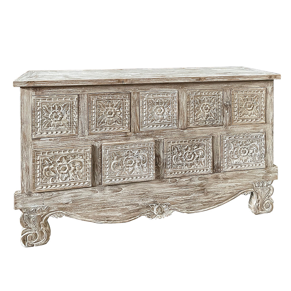 9-Drawer Carved Console Table "Anugrah" - 150 cm
