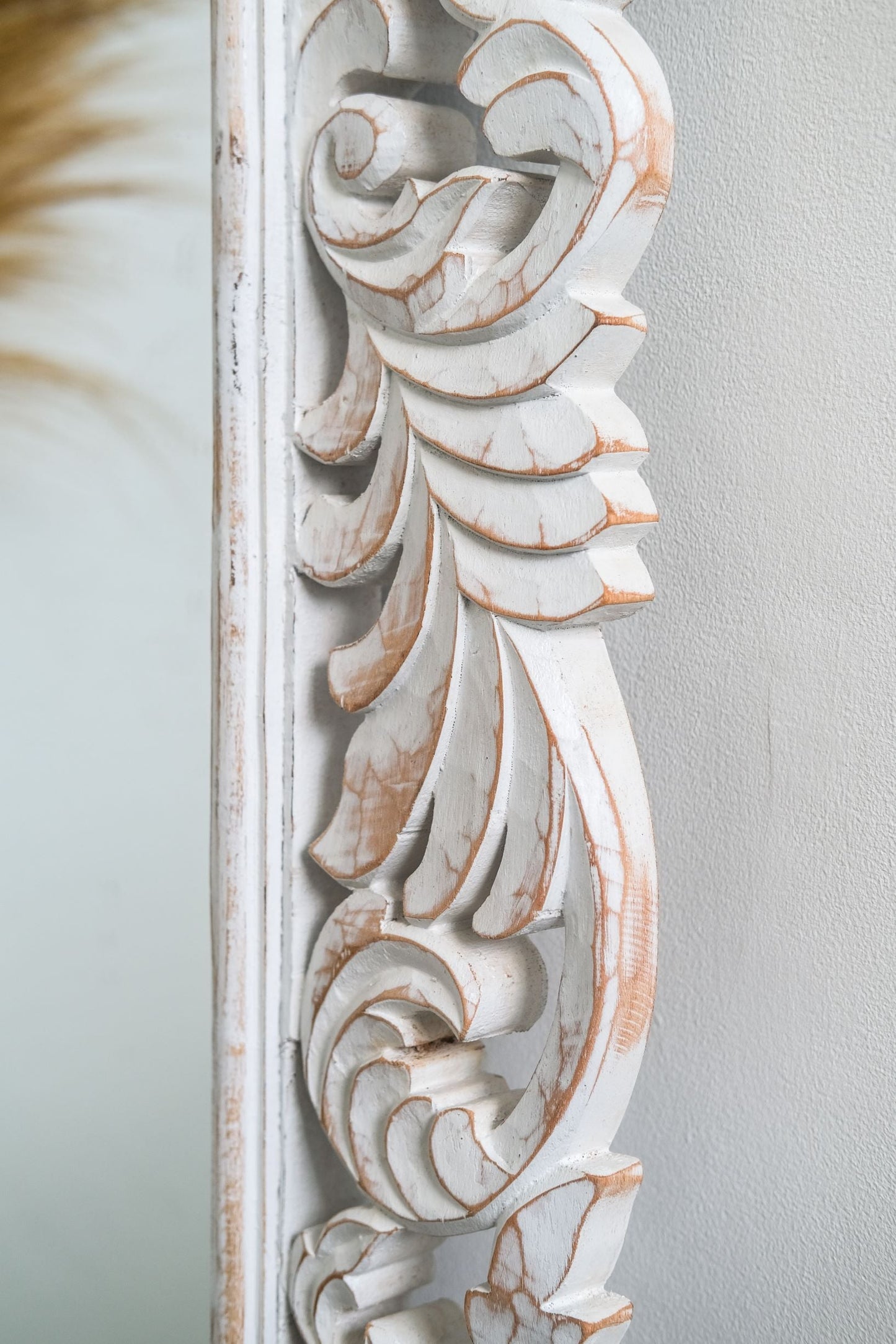 Hand Carved Mirror "Pelangi" White Wash - 180 cm