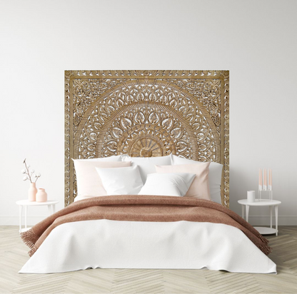 Carved Bed Headboard "Embun" - Natural - Export