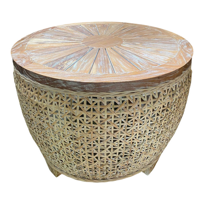 rattan and wooden round coffee table natural wash bali design hand carved hand made decorative house furniture wood material decorative wall panels decorative wood panels decorative panel board
