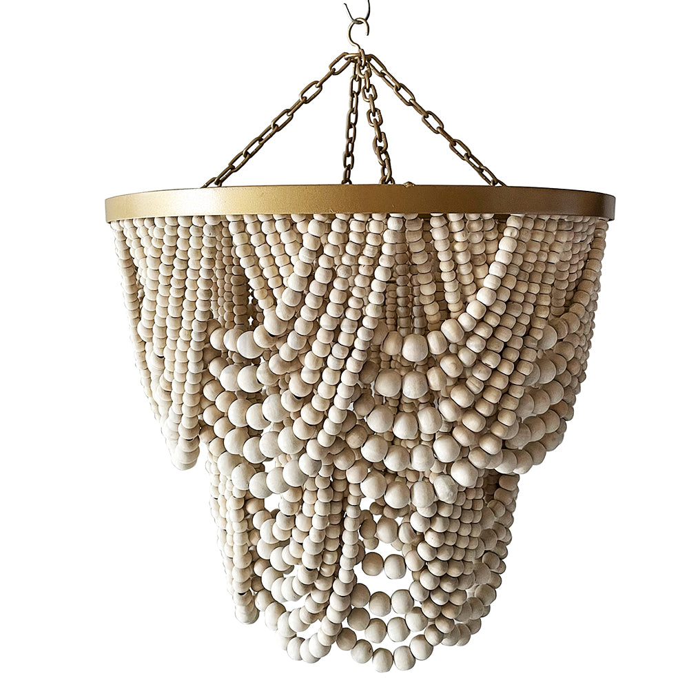 wooden beads chandelier menari natural white hang lamp bali design hand carved hand made home decorative house furniture wood material