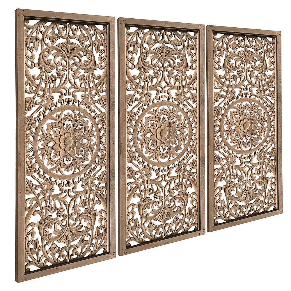 Decorative panel Set of 3 Panel Amara - Natural wash 100 cm