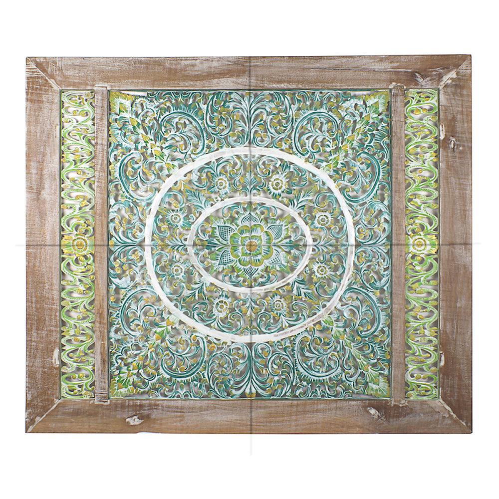 Carved Bed Headboard "Emerald" - Multicolor- Export - Kulture Home Decor