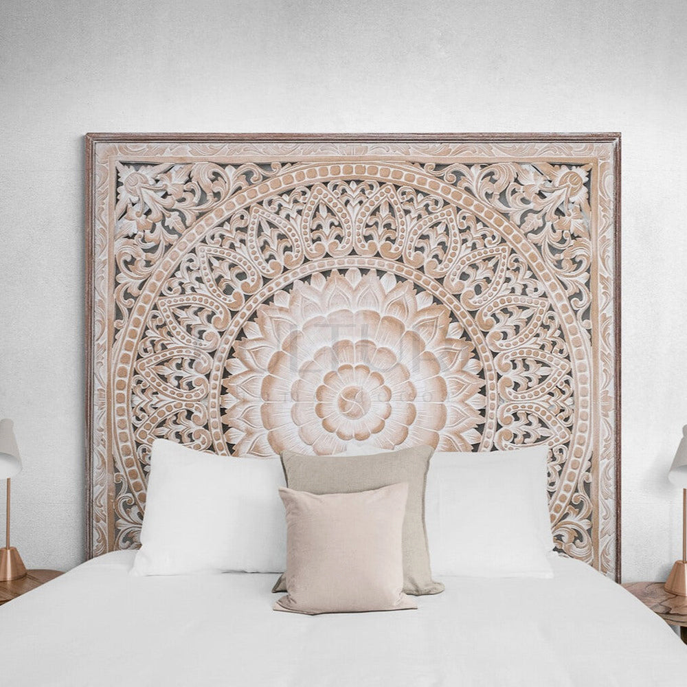 bed headboard cendana antic wash bali design hand carved hand made home decorative house furniture wood material
