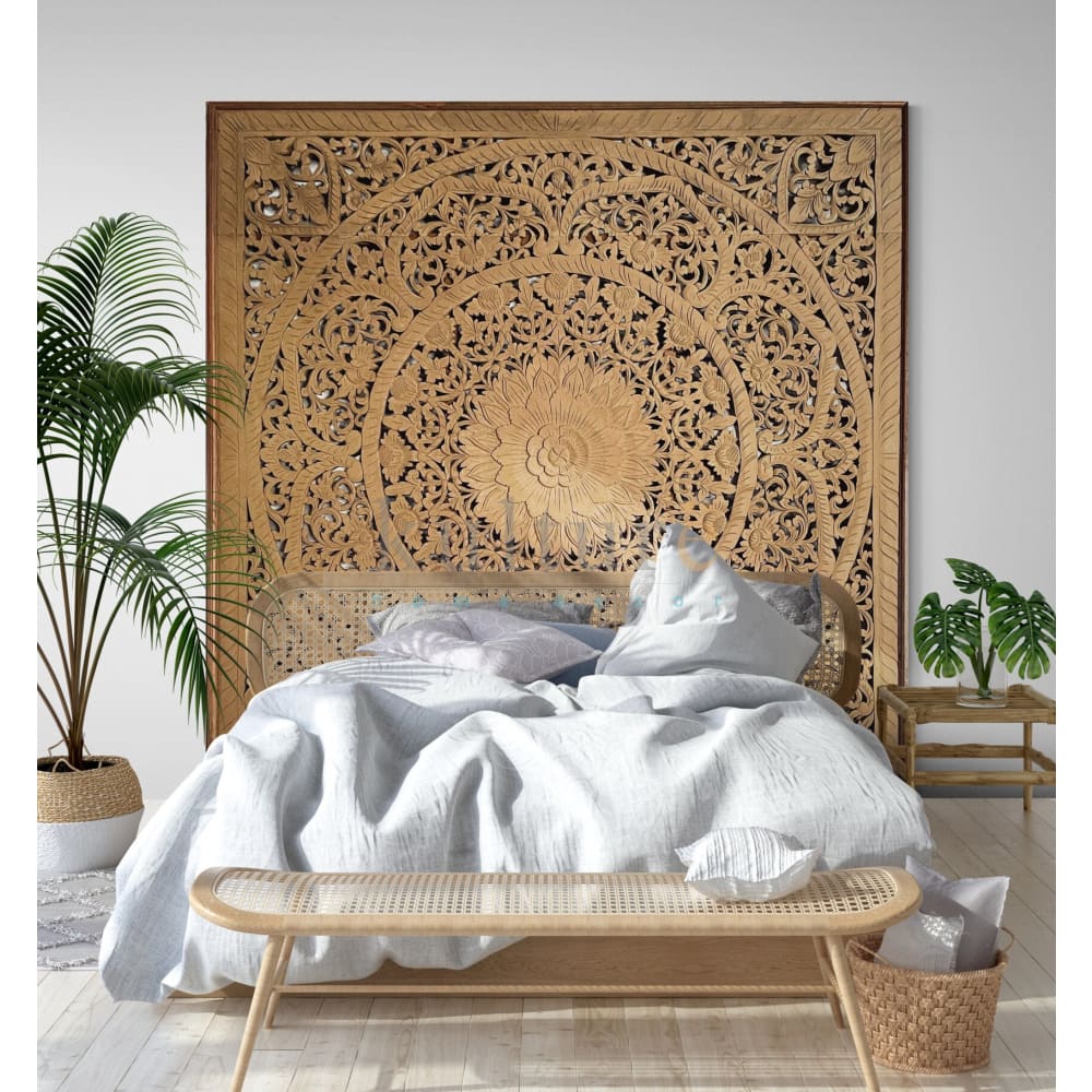 Bed Headboard Carved Manusa - Natural EXP