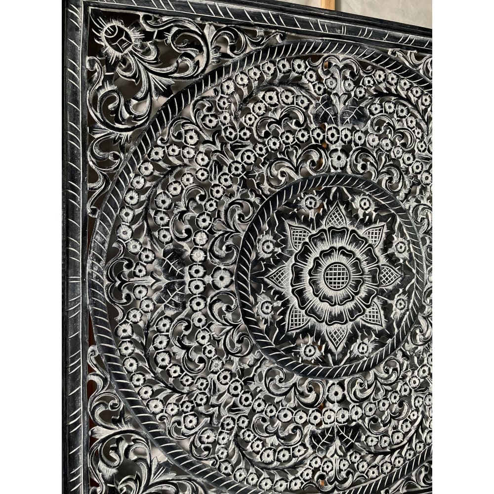 Decorative panel Panel Peony in black and white wash - 110 