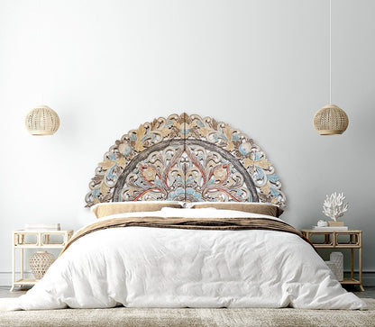 Carved Bed Headboard "Ayunina" - Multicolor pastel - EXP