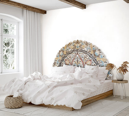 Carved Bed Headboard "Ayunina" - Multicolor pastel - EXP
