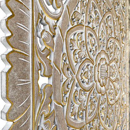 bed headboard kris gold white wash bali design hand carved hand made home decorative house furniture wood material