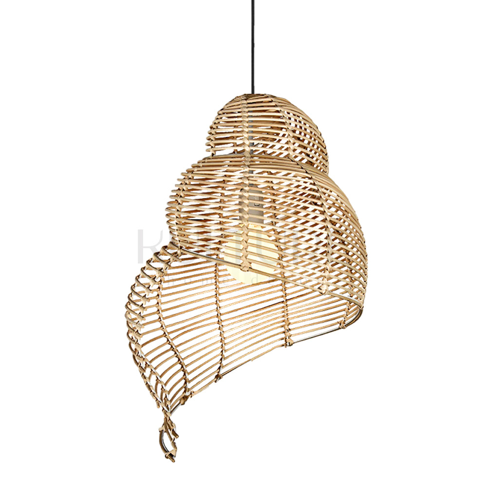 rattan pendant hang lamp shades nina bali design hand carved hand made home decorative house furniture wood material