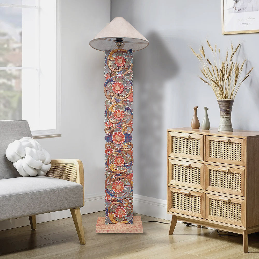 carved floor lamp citta multicolor wash bali design hand carved hand made decorative house furniture wood material decorative wall panels decorative wood panels decorative panel board balinese wall art