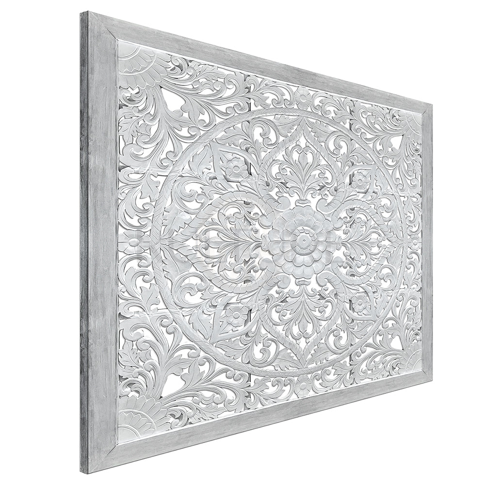 decorative panel teratai white wash home deco bali design hand carved hand made furniture interior wood material