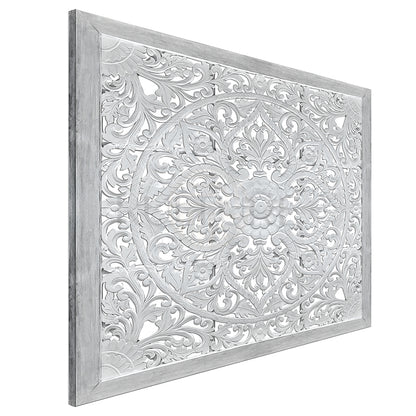decorative panel teratai white wash home deco bali design hand carved hand made furniture interior wood material