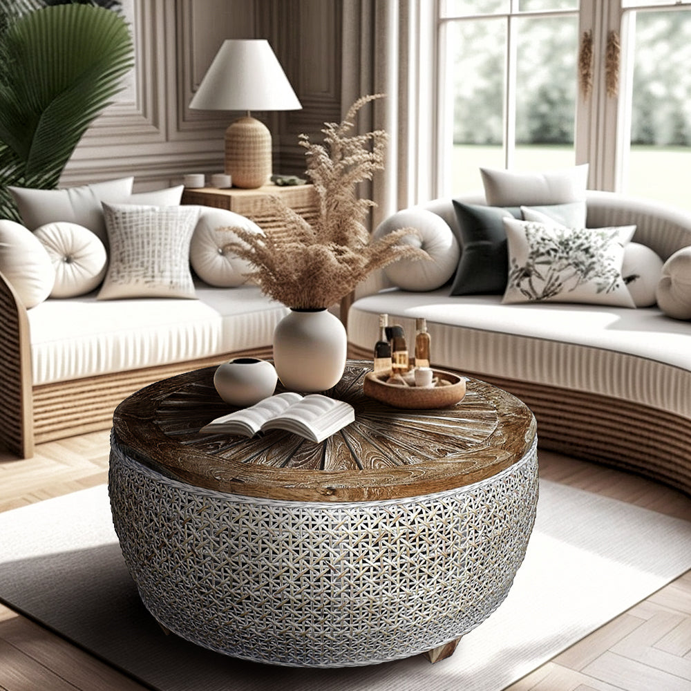 rattan and wooden round coffee table maylea natural wash bali design hand carved hand made decorative house furniture wood material decorative wall panels decorative wood panels decorative panel board