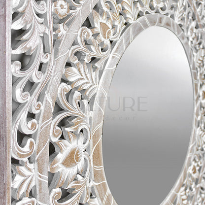 wood mirror kilau antic wash bali design hand carved hand made home decorative house furniture wood material